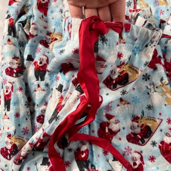 Target Wondershop Women's Light Blue Santa Notch Collar Button up Coat Style Paj - Picture 11 of 14